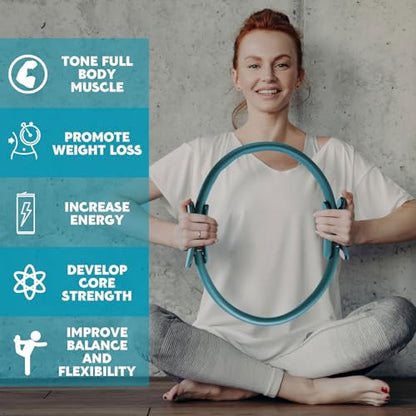 Syhood Pilates Ring 11. 81 Inch Pilates Circle Yoga Ring Magic Lightweight Flexible Workout Equipment for Fitness Physical Therapy Resistance Exercise Arms Legs - color: Green