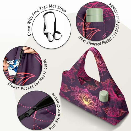 Yoga Mat Bag for Women Men Large Yoga Bag Travel - color: Lotus