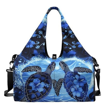 Yoga Mat Bag for Men Women Canvas Yoga Mat Carrier Take In Out Mat Easily for Beach Swim Bags Pool Sports Gym - color: Double Sea Turtle