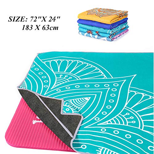 Hot Yoga Towel,Ultra Sweat Absorbent Non-Slip Hot Yoga Towels for Bikram,Pilates and Fitness - color: Teal -Mandala