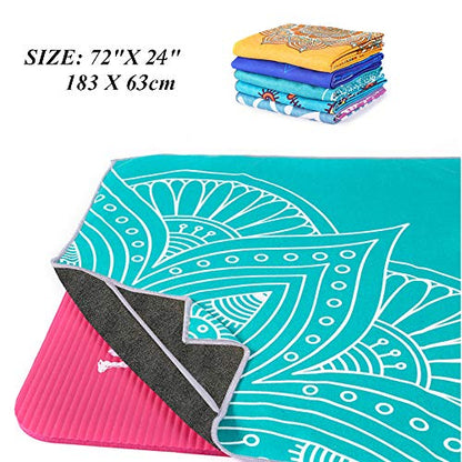 Hot Yoga Towel,Ultra Sweat Absorbent Non-Slip Hot Yoga Towels for Bikram,Pilates and Fitness - color: Teal -Mandala