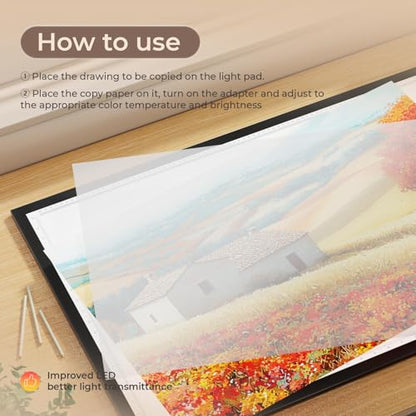 A1 Light Pad,LED Light Board for Diamond Painting,Tracing&Drawing | 7000 Lux Bright Light,10 Brightness Levels,Independent Anti-Touch Controller,Ultra Thin Design,USB-C Connection - size: A1-3color