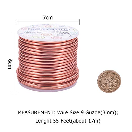 BENECREAT 9 Gauge Aluminum Craft Wire - 55 Feet Bendable Metal Sculpting Wire in Copper Tone for Craft, Floral, Plant Gardening, Model Making - color: Copper, size: 9 Gauge