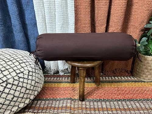 16x6 Inch White Cotton Bolster Cover – Pack of 4| Round Neck Roll Pillow Cover | Soft, Durable & Machine Washable (Brown) - color: Brown, size: 16" x 6" (Pack of 4)