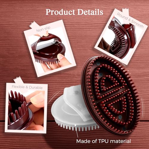 2 Pcs Meridian Brush, Wood Therapy Massage Tools with Essential Oil | Handheld Meridian Massage Brush for Belly Fat Cellulite Massage Tool for Legs Arms Back TPU Office Workers Stress Relieve - color: White