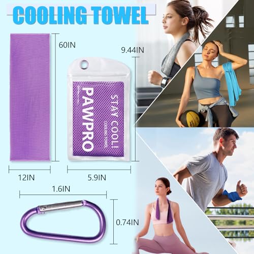 4 Pack Cooling Towels, Soft Breathable Cooling Towels for Neck and Face | Microfiber, Gym, Men, Women, Waterproof Bag, Carabiner, Yoga, Golf, Hiking, Running, athletes, gift, ight Blue, Royal Blue - color: Light Blue/Royal Blue/Purple/Grey