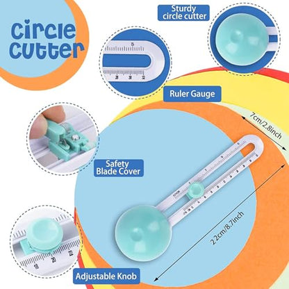 Circle Cutter, Rotary Circle Cutter Tool, Cut Circle Diameter 4'' to 12.5'' | Adjustable Circle Cutters with 3 Blades, Compass Circle Cutter for Crafts, Circular Cutting Tool, Easy to Use, Smooth Cutting - color: Green