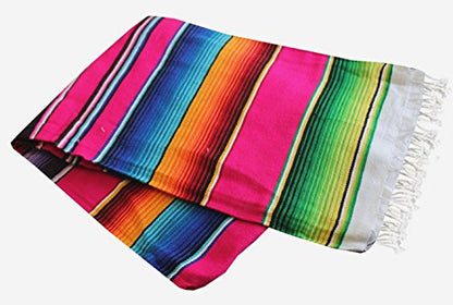 Del Mex Mexican Serape Blanket (X-Large, Pink) - color: Pink, size: X-Large