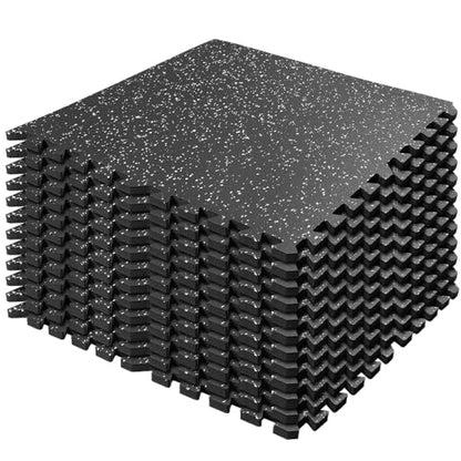 0.8in Thick 48 Sq Ft Gym Flooring for Home Gym, 12 Tiles Workout Exercise Equipment Mats, Rubber Top with EVA Foam, Interlocking Puzzle Floor Tiles for Fitness Room, Protective Flooring Mat - size: 0.8in