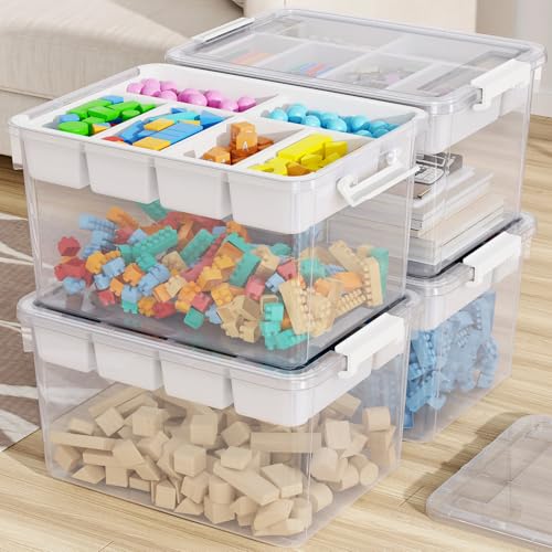 160Qt Stackable Storage Bins with Lids Trays Craft Box Organizers, 4Pack,WH | Clear Plastic Latching Boxes Organizers with Dividers Portable Containers for Arts & Crafts, Home Office Classroom Car Trunk - color: Clear White, size: 40QT-4Pack