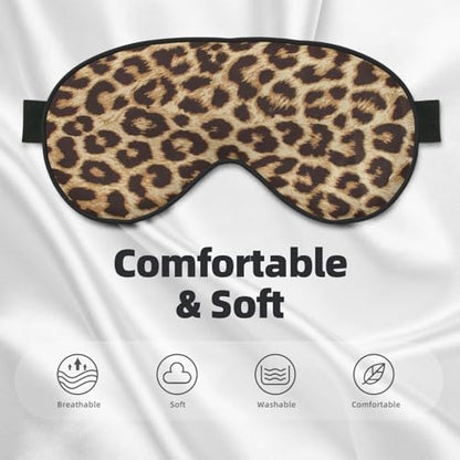 Leopard Print Sleep Mask for Women Men, Soft and Comfortable Eye Mask with Adjustable Strap for Travel Yoga Nap Sleeping - color: Leopard Print