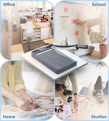Firbon 12 Inch Guillotine Paper Cutter, Heavy Duty Paper Trimmer, Gray | 12-Sheet Capacity | Dual Scales | Paper, Cardstock & Photo Trimming | Scrapbooking Crafts | Office, Home & Studio Use - color: Gray