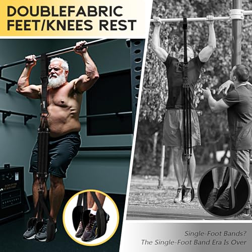 HOXWC Pull Up Assistance Bands, Adjustable Heavy Duty Resistance Band for Pull Up, 3 Pull Up Bands, Comfortable Fabric Feet/Knee Rest, Assistance Bands for Pull-Up, Home Fitness, Body Stretching - color: Black