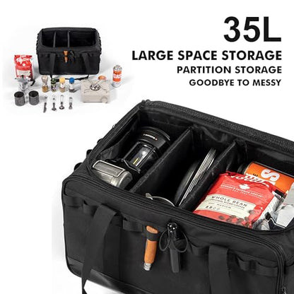 COOZMENT 35L Camping Bag,Tactical Duffle Bag with Waterproof Bottom,Shoe Bag for Travel/Outdoor with 3 Adjustable Dividers,Picnic Camping Organizer,Multi-functional Duffel Bag for Camping/Sports/GYM - style: Standard Style