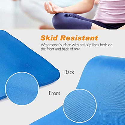 LOKATSE Home All Purpose Thick Yoga Mat with Carrying Strap High Density - color: Blue