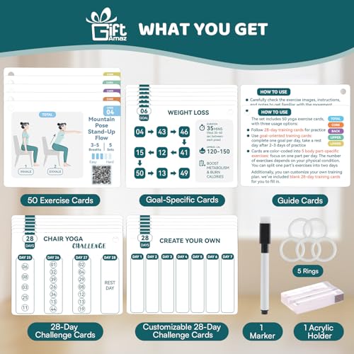 Large Chair Yoga Cards for Seniors Over 60, 60 Oversized Exercise Chart
