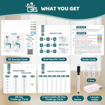 Large Chair Yoga Cards for Seniors Over 60, 60 Oversized Exercise Chart