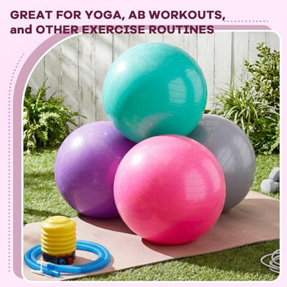 Leyndo 4 Pcs 26 Inch Yoga Exercise Ball Pilates - color: Pink Green Gray Set