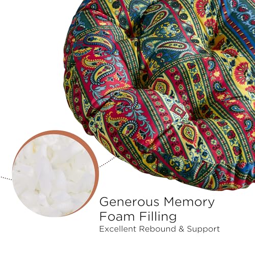 Codi Round Floor Pillows, Boho Meditation Cushions Seat for Adults, 2 Pack | Meditation & yoga use, Relaxation, Living room seating, Memory foam fill, Multi-Blaidiere design, 22 x 22 in, Spot clean - color: Round | Multi Blaidiere, size: 2 Count (Pack of