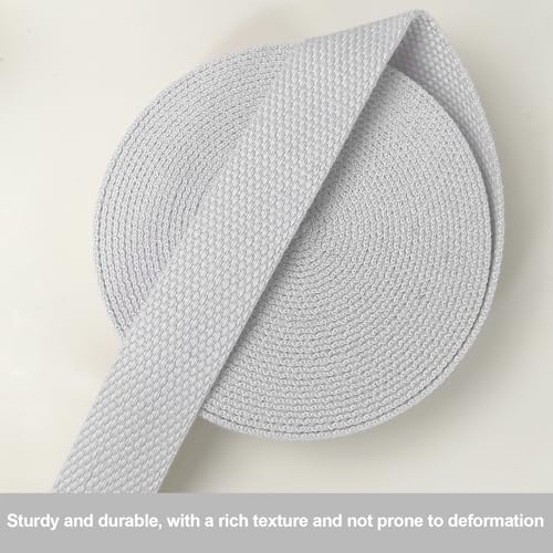 Heavy‑Duty Cotton Webbing Strap 1''x6yds Gray for Bags | 2mm thick webbing for dog collars, backpack, bag handles, apron straps, slings, sewing repairs & DIY craft projects. - color: Gray