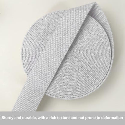 Heavy‑Duty Cotton Webbing Strap 1''x6yds Gray for Bags | 2mm thick webbing for dog collars, backpack, bag handles, apron straps, slings, sewing repairs & DIY craft projects. - color: Gray
