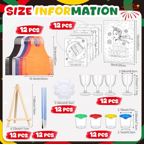 Sherr 96 Pcs 12 Sets Pre Drawn Canvas Kit for Painting Craft Sip and Paint Kit for Adults Pre Printed Canvas Painting Favor for DIY Birthday Gifts Adult's Date Party, 8 x 10 Inches(Juneteenth) - style: Juneteenth