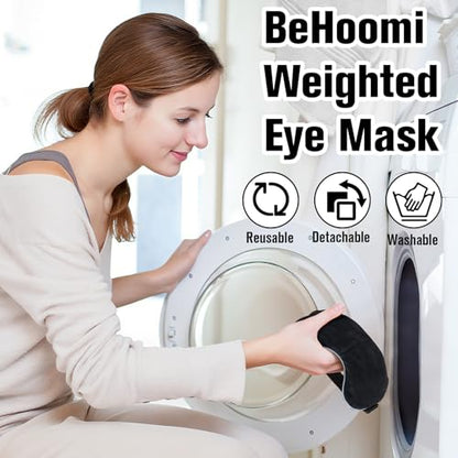 BeHoomi Cooling & Heated Eye Mask, Weighted Eye Mask for Sleeping, Black - color: Black