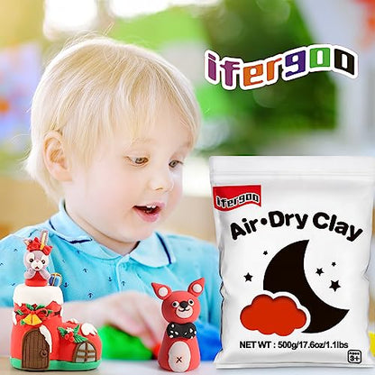 ifergoo 500g Red Air Dry Clay, 1.1LBS DIY Creative Modeling Clay for Kids | Refill Foam Magic Clay for School Art & Craft Project, Slime Supplies, Ultra-light & Soft, Gift for Age 3-12 Boys & Girls - color: Red/500g