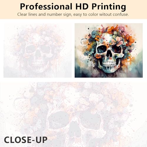 TUMOVO Skull with Floral Paint by Numbers Kit for Adults - color: Skull