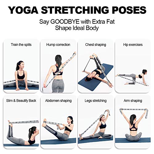 Stretch Strap, Elastic Yoga Stretching Strap, Multi-Loop for Physical Therapy, Pilates, Yoga, Dance & Gymnastics Exercise and Flexible Pilates Stretch Band - color: Grey