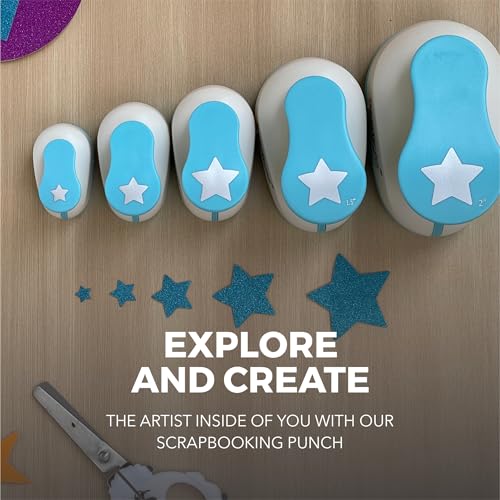 BearBoss 5 Star Paper Punch, Handmade Scrapbook Paper Puncher, Different Size of Scrapbooking Punches Crafting Designs for Office Supplies, Card Making, DIY Albums Photos, Classic White - color: 5 Star Paper Punch