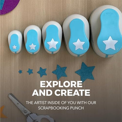 BearBoss 5 Star Paper Punch, Handmade Scrapbook Paper Puncher, Different Size of Scrapbooking Punches Crafting Designs for Office Supplies, Card Making, DIY Albums Photos, Classic White - color: 5 Star Paper Punch