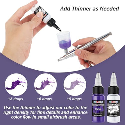 FansArriche Airbrush Paint, 44 Colors with 6 Thinners, 20 ml/Bottle | Acrylic Air Brush Painting Set, Ready to Spray Water-Based Opaque & Neon & Iridescent Airbrush Kit for Beginners, Artists - color: 44 Colors with 6 Thinnners