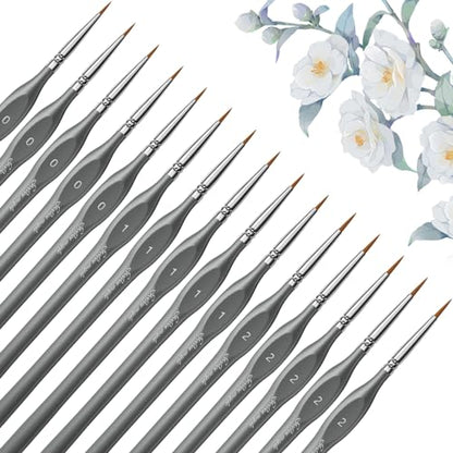 Golden Maple Miniature Paint Brushes, 15PC Model Brushes Micro Detail Paint Brush Set, Fine Detailing for Acrylics, Oils, Watercolors & Paint by Number, Figurine (Grey) - color: Gray