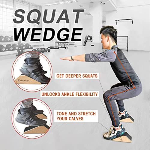UNMERA Squat Wedge Block Non Slip for Heel Elevated Squats, 2PCS - color: Wood Color