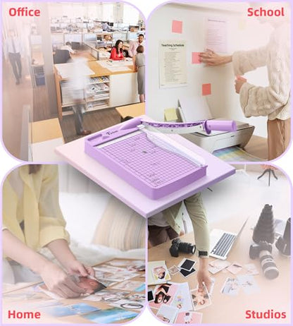 Firbon 12 Inch Guillotine Paper Cutter, Heavy Duty Paper Trimmer, Purple | 12-Sheet Capacity | Dual Scales | Paper, Cardstock & Photo Trimming | Scrapbooking Crafts | Office, Home & Studio Use - color: Purple