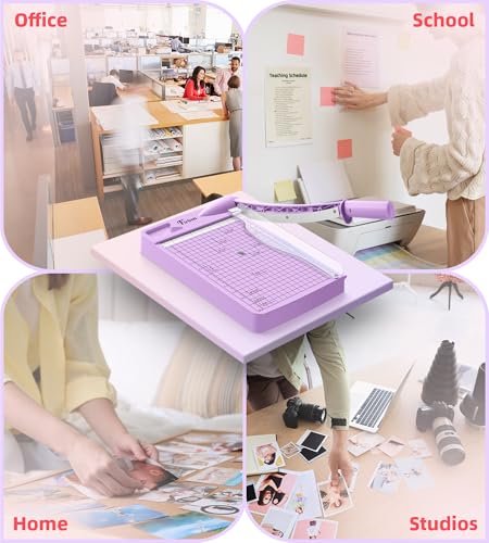 Firbon 12 Inch Guillotine Paper Cutter, Heavy Duty Paper Trimmer, Purple | 12-Sheet Capacity | Dual Scales | Paper, Cardstock & Photo Trimming | Scrapbooking Crafts | Office, Home & Studio Use - color: Purple
