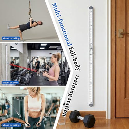 Zonon Adjustable Aluminum Wall-Mounted Anchored Fitness System Includes Two Rails, Supports Over 600 Lbs, Features Locking Clips, Space-Saving for Exercise Bands Home Workouts