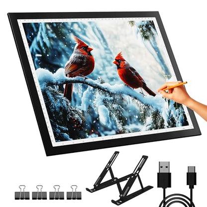 DONPODER A3 Light Pad,LED Light Board for Diamond Painting,Tracing&Drawing | 5500 Lux Bright Light,10 Brightness Levels,9-Level Adjustable Stand,Side Buttons Prevent Accidental Touches,USB-C Connection - size: A3-1color-with stand