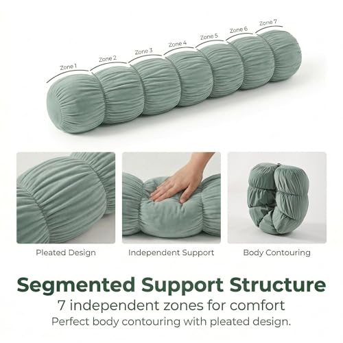 Pat. Pend. Long Cylinder Pillow for Bed, 39 Inch, Green - color: Green, size: 39"x 7.87"