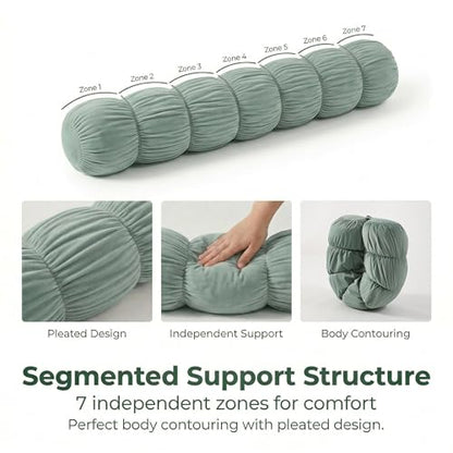 Pat. Pend. Long Cylinder Pillow for Bed, 39 Inch, Green - color: Green, size: 39"x 7.87"