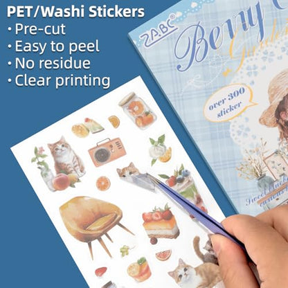 Cat Series Sticker Scrapbooking Supplies for Junk Journal, 20 Sheets PET Stickers - color: Cat Series