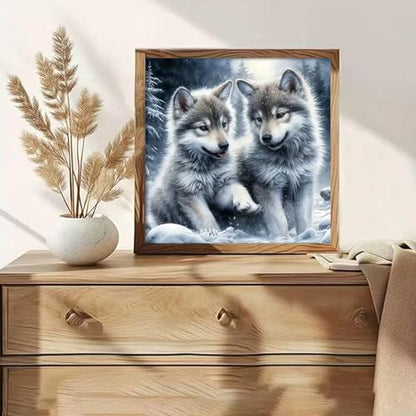 Shouruihua Diamond Painting Kits for Adults, Little Wolf Diamond Art Kit | Wolves, Gem Art, Diamond Dotz Kits, Cute Animal, Diamond Dots, Full Round Drill Diamond Painting Kits for Adults, 11.8x11.8in - color: Wolf