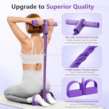 Upgraded Pedal Resistance Band with Handle, Tube Pedal Resistance Device with Thickened 6 Tension Ropes, Soft Durable Fashion Puller Exercise for Abdomen, Waist, Arm, Leg, Core/ABS