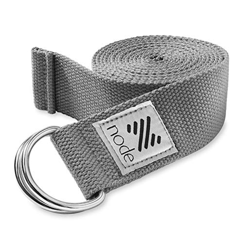 7-1/2' Yoga Strap for Stretching, Woven Cotton Blend Yoga Strap with Adjustable D-Ring Buckle for Exercise, Therapy and Fitness - color: Gray