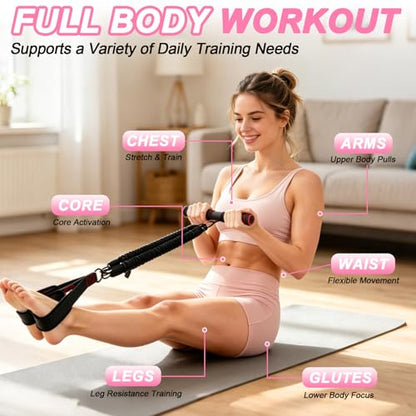 Pedal Resistance Band with Handles, 30-90LB Adjustable Thai Natural Rubber Resistance Bands, 3 Removable Covered Tubes, Full Body Workout Equipment for Abs Arms Legs Waist - color: Black