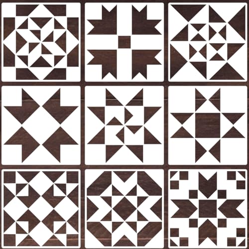 Barn Quilt Stencils for Crafts 12” Quilt Block Stencil | Reusable Drawing Templates for Painting on Wood Wall Canvas Fabric - style: Quilt Block