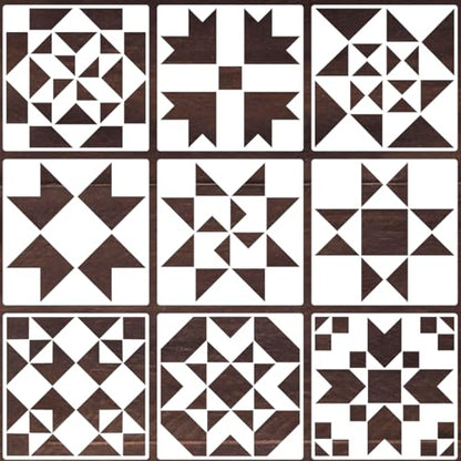 Barn Quilt Stencils for Crafts 12” Quilt Block Stencil | Reusable Drawing Templates for Painting on Wood Wall Canvas Fabric - style: Quilt Block