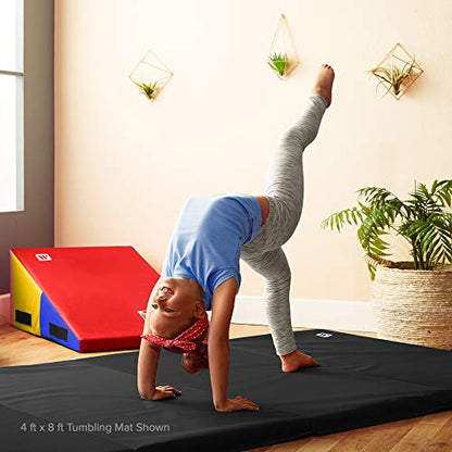We Sell Mats Gymnastics Mat, Folding Tumbling Mat, Portable with Hook & Loop Fasteners - color: Black, size: 4 ft x 8 ft x 1.5 in