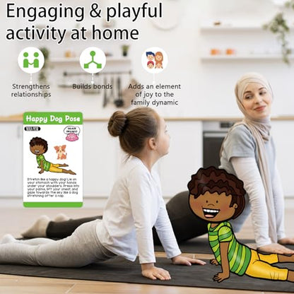 gisgfim Yoga Cards 30 Yoga Poses Fun Cartoon Workout Positions Flash Cards for Home Gym Use Beginners Advanced Learners Educational Activities Memory Game Promotes Mindfulness and Relaxation